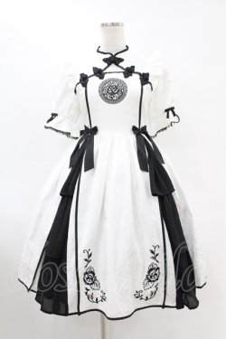画像1: axes femme kawaii / 牡丹刺繍チャイナワンピース M 白 H-25-07-26-1019-AX-OP-NS-ZH
