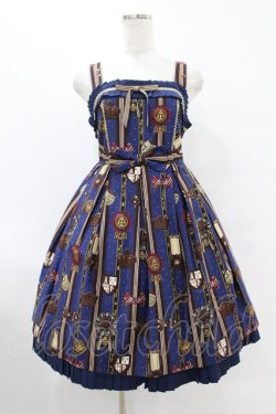 画像1: Angelic Pretty / Chocolate Rosetteジャンパースカート Free ネイビー H-25-07-26-1024-AP-OP-NS-ZH