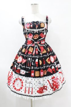 画像1: Angelic Pretty / French Cafe切替ジャンパースカート Free ブラック H-25-07-26-1025-AP-OP-NS-ZH