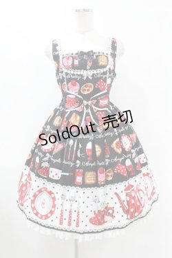 画像1: Angelic Pretty / French Cafe切替ジャンパースカート Free ブラック H-25-07-26-1025-AP-OP-NS-ZH