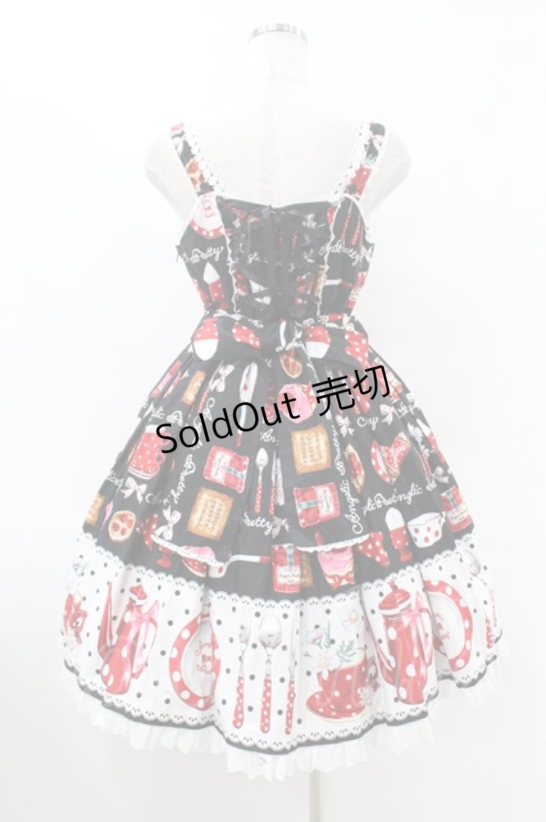 画像2: Angelic Pretty / French Cafe切替ジャンパースカート Free ブラック H-25-07-26-1025-AP-OP-NS-ZH (2)