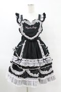 Angelic Pretty / Heart胸あて付スカート(無地) Free ブラック/ピンク H-25-07-26-1026-AP-SK-NS-ZH