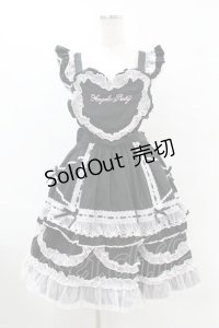 Angelic Pretty / Heart胸あて付スカート(無地) Free ブラック/ピンク H-25-07-26-1026-AP-SK-NS-ZH