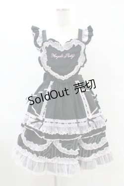画像1: Angelic Pretty / Heart胸あて付スカート(無地) Free ブラック/ピンク H-25-07-26-1026-AP-SK-NS-ZH