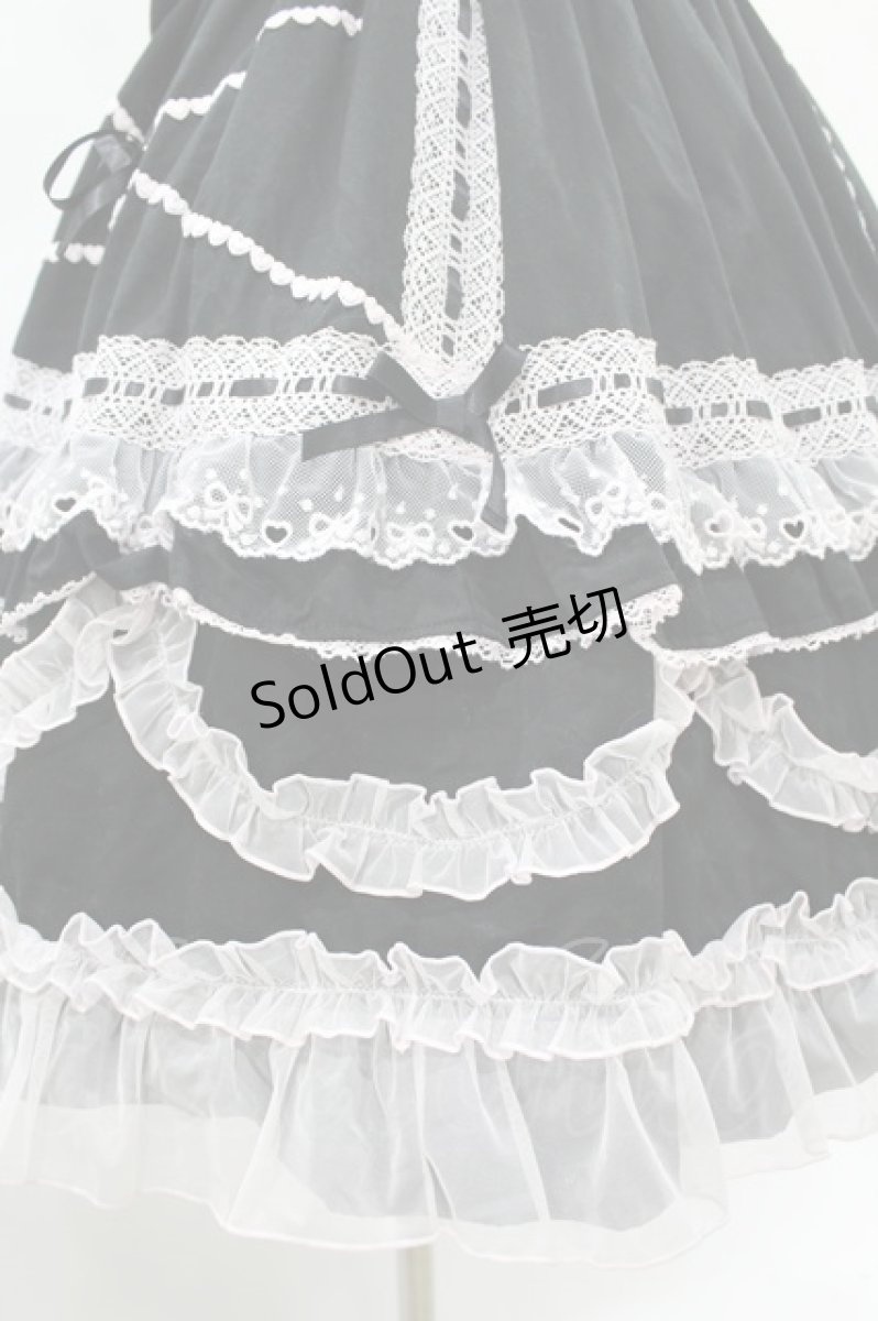 画像5: Angelic Pretty / Heart胸あて付スカート(無地) Free ブラック/ピンク H-25-07-26-1026-AP-SK-NS-ZH (5)