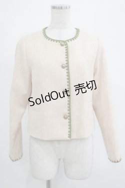 画像1: Maison de FLEUR Petite Robe canone / メラニーの気品忘れないツイードジャケット M アイボリー H-25-07-26-018-EL-JA-NS-ZH