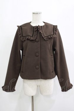 画像1: m petit by misako / セーラーショートコート M ブラウン H-25-07-26-019-LO-CO-NS-ZH