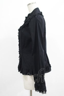 画像2: Angelic Pretty / くるりんリボンブローチジャボブラウス Free ブラック H-25-07-26-027-AP-BL-NS-ZH