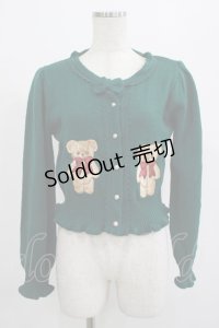 axes femme kawaii / フラッフィベアニットカーデ M グリーン H-25-07-27-032-AX-TO-NS-ZH