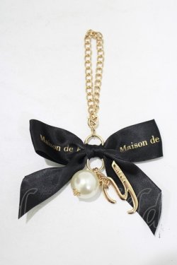 画像2: Maison de FLEUR / リボン×パールバッグチャーム  ブラック H-25-07-27-053-LO-ZA-NS-ZH