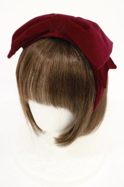 画像1: Juliette et Justine / 別珍リボンカチューシャ  ボルドー H-25-07-27-1040-CL-AC-NS-ZH