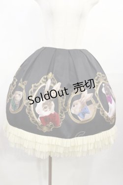 画像1: Juliette et Justine / Jupe de le Cardre du Chat 2 うさぎ柄/黒 H-25-07-27-1018-CL-SK-NS-ZH