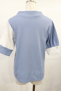 画像2: axes femme / チャイナ釦バイカラープルオーバー M サックス H-25-07-27-1029-AX-TO-NS-ZH