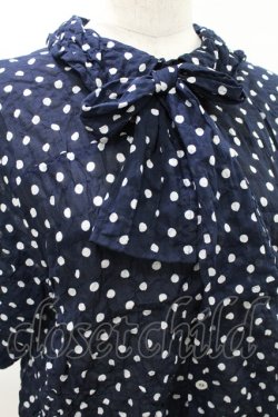 画像3: Jane Marple Dans Le Salon / Polka dotsリボンシャツ  ネイビー H-25-07-28-028-JM-BL-KB-ZH