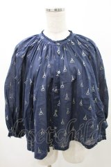 Jane Marple Dans Le Salon / LA TOUR EIFFELケープブラウス  ネイビー×ホワイトゴールド H-25-07-28-029-JM-BL-KB-ZH