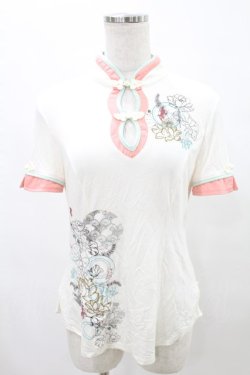 画像1: Ozz oneste / 刺繍チャイナカットソー  白 H-25-07-28-034-OO-TO-KB-ZH