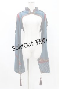 Ozz oneste / 着物袖和柄ショートジャケット  ターコイズ H-25-07-28-035-OO-JA-KB-ZH