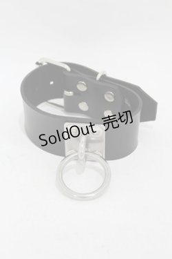 画像1: ニュリカデリック / リングプレートレザーアンクレット  ブラック H-25-07-28-1010-PU-AC-KB-ZY