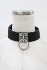 画像1: ニュリカデリック / リングプレートレザーチョーカー  ブラック H-25-07-28-1024-PU-AC-KB-ZI (1)