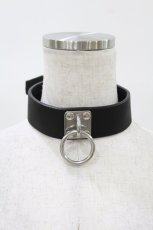 画像1: ニュリカデリック / リングプレートレザーチョーカー  ブラック H-25-07-28-1027-PU-AC-KB-OS (1)