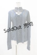 Ozz Croce / 異素材切替刺繍カットソー  ブルー H-25-07-28-1038-OO-TO-KB-ZH