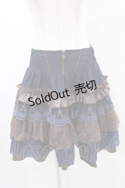 画像1: OZZ ANGELO / 薔薇刺繍ハイウエストフリルスカート  紺×茶 H-25-07-28-021-OO-SK-KB-ZH