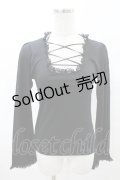 BPN / レースアップカットソー  黒 H-25-07-28-026-GO-TO-KB-ZH