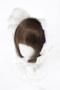 画像1: Angelic Pretty / スピンドルフリルハーフボンネット  オフ H-25-07-29-1036-AP-AC-NS-ZH