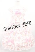 BABY,THE STARS SHINE BRIGHT / ちびねこブーケ柄リボンいっぱいジャンパースカート Free オフ白 H-25-07-29-1002-BA-OP-NS-ZH