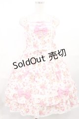 BABY,THE STARS SHINE BRIGHT / ちびねこブーケ柄リボンいっぱいジャンパースカート Free オフ白 H-25-07-29-1002-BA-OP-NS-ZH