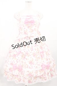 BABY,THE STARS SHINE BRIGHT / ちびねこブーケ柄リボンいっぱいジャンパースカート Free オフ白 H-25-07-29-1002-BA-OP-NS-ZH