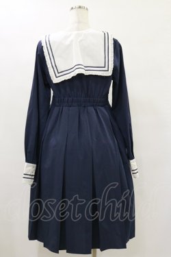 画像2: FLC / 皆方由衣コラボ/襟付きプリーツワンピース L ネイビー H-25-07-30-067-LO-OP-NS-ZH