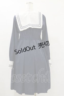 画像2: FLC / 皆方由衣コラボ/襟付きプリーツワンピース L ネイビー H-25-07-30-067-LO-OP-NS-ZH