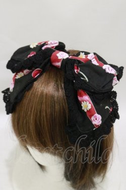 画像1: BABY,THE STARS SHINE BRIGHT / Cherish my juicy cherry 柄リボンカチューシャ  ブラック H-25-07-30-012-BA-AC-NS-ZH