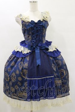 画像1: ALICE and the PIRATES / Vintage label stamp柄ジャンパースカートI Free ネイビー H-25-07-30-071-PA-OP-NS-ZH