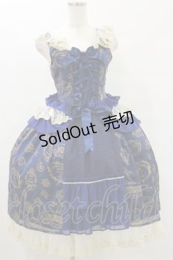 画像1: ALICE and the PIRATES / Vintage label stamp柄ジャンパースカートI Free ネイビー H-25-07-30-071-PA-OP-NS-ZH