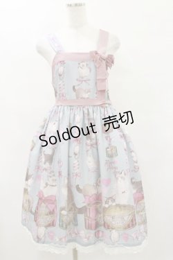 画像1: Royal Princess Alice / Wrapping Ribbon Cat・ねこ助コラボジャンパースカート Free ブルー H-25-07-30-083-LO-OP-NS-ZH