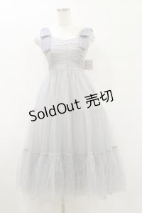 evelyn / リボンギャザーチュールワンピース Free グレー H-25-07-30-084-LO-OP-NS-ZH