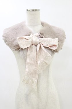 画像1: axes femme / リボンレースファーティペット  グレージュ H-25-07-30-025-AX-ZA-NS-ZH