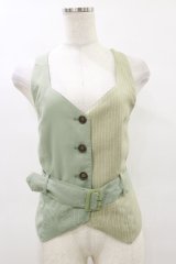 axes femme POETIQUE / ベルト付バイカラーベスト M ミント H-25-07-30-036-AX-TO-NS-ZH