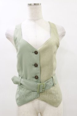 画像1: axes femme POETIQUE / ベルト付バイカラーベスト M ミント H-25-07-30-036-AX-TO-NS-ZH