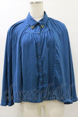 画像1: axes femme POETIQUE / ケープデザインブラウス M Bグリーン H-25-07-30-045-AX-BL-NS-ZH