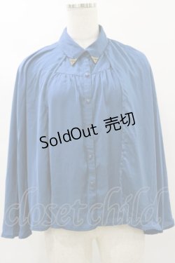 画像1: axes femme POETIQUE / ケープデザインブラウス M Bグリーン H-25-07-30-045-AX-BL-NS-ZH