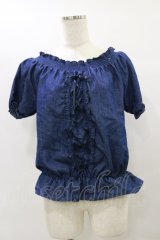 axes femme / シャーリングブラウス M ブルー H-25-07-31-048-AX-BL-NS-ZH