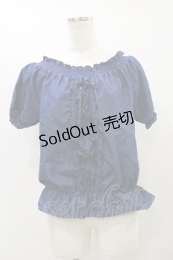 画像1: axes femme / シャーリングブラウス M ブルー H-25-07-31-048-AX-BL-NS-ZH