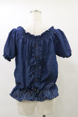 画像2: axes femme / シャーリングブラウス M ブルー H-25-07-31-048-AX-BL-NS-ZH