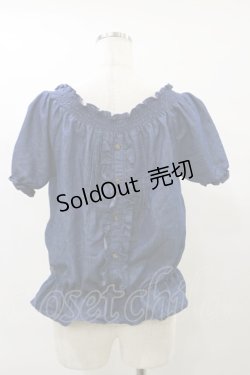 画像2: axes femme / シャーリングブラウス M ブルー H-25-07-31-048-AX-BL-NS-ZH