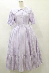m petit by misako / ギンガムチェックセーラーワンピース S ラベンダー H-25-07-31-069-LO-SK-NS-ZH