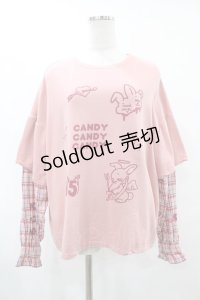 Candy Stripper / WITH JOY LAYEREDトップス  ピンク H-25-07-31-1044-PU-TO-KB-ZH