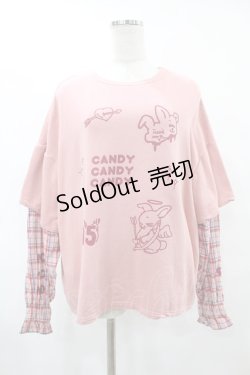 画像1: Candy Stripper / WITH JOY LAYEREDトップス  ピンク H-25-07-31-1044-PU-TO-KB-ZH